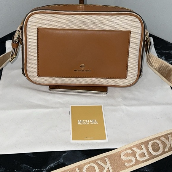 MICHAEL MICHAEL KORS Maeve logo-strap canvas and leather crossbody bag AUTHENTIC - Picture 12 of 15
